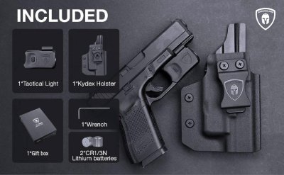 ไฟฉาย Warriorland SL-1 + ซองพกใน Kydex Glock 17/19/21/22 (Gen 3-5) & Glock 23/32 (Gen 4)