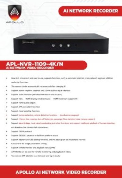 APL-NVR-1109-4K/N 4 Channel Apoll กล้องวงจรปิดเชียงใหม่