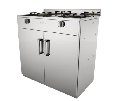 Double burner gas cabinet stove with stainless steel body