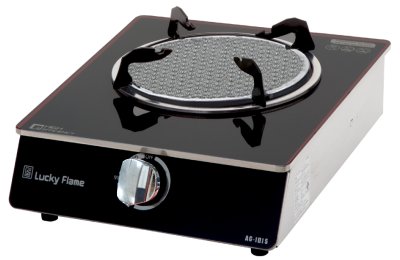 Single burner gas stove with infrared burner, tempered glass and stainless steel body