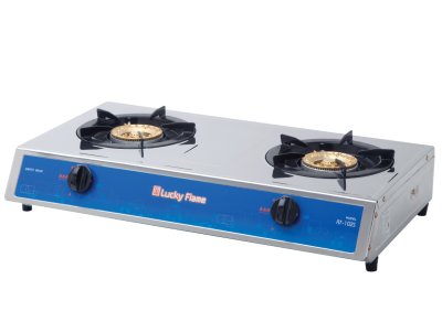 Double burner gas stove with full stainless steel body