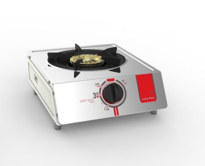 Single Burner Gas Stove with Brass Burner and Stainless Steel Top