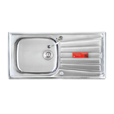 Single bowl stainless steel kitchen sink with drainboard