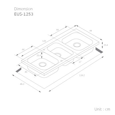 Triple bowl kitchen sink with stainless steel 304 and sound insulation