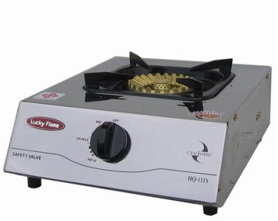 Single burner gas stove with cyclone burner and stainless steel body