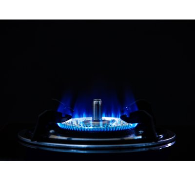 เตาแก๊ส 2 หัว หน้ากระจกนิรภัย ระบบ Thermo Cutoff / Safety Device บอดี้สแตนเลส