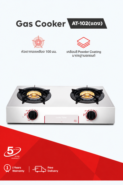 Double Burner Gas Stove with Brass Burner and Stainless Steel Top