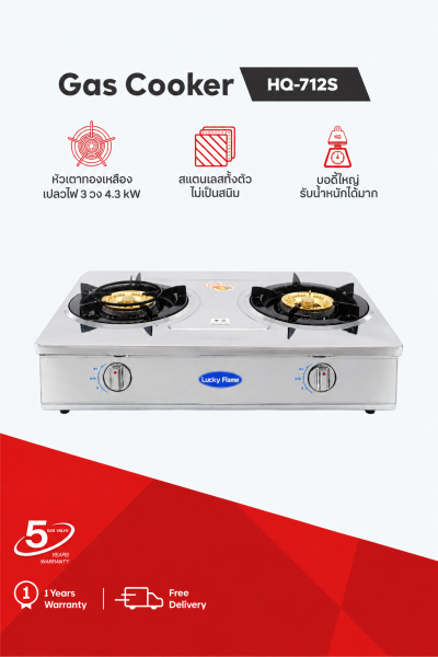 Double burner gas stove with brass burners and large stainless steel body