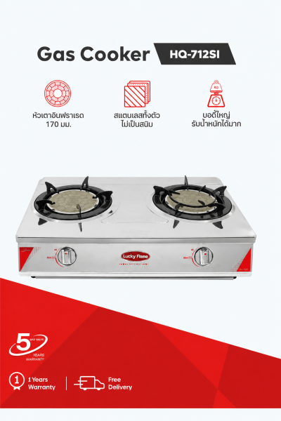 Double burner gas stove with infrared burners and stainless steel body