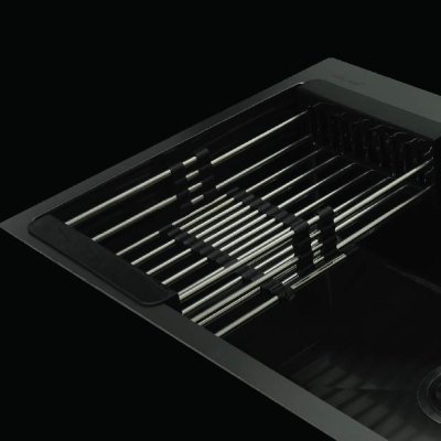 Single bowl kitchen sink with PVD coating and top mount installation
