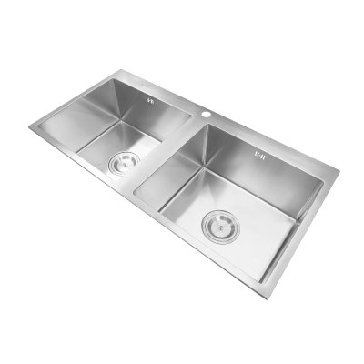 Double bowl kitchen sink with stainless steel 304 and sound insulation