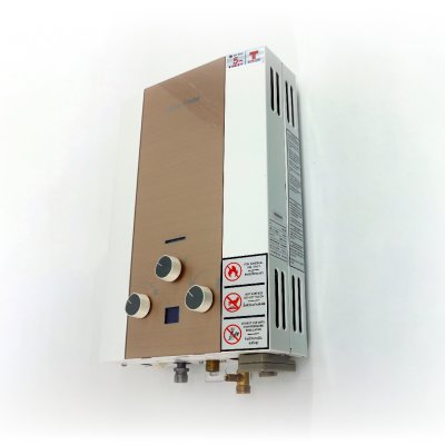 Gas water heater with adjustable temperature and 7 safety systems