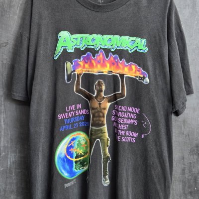 TRAVIS SCOTT BLING-PRINT COTTON TEE BLACK 2020 [XL]