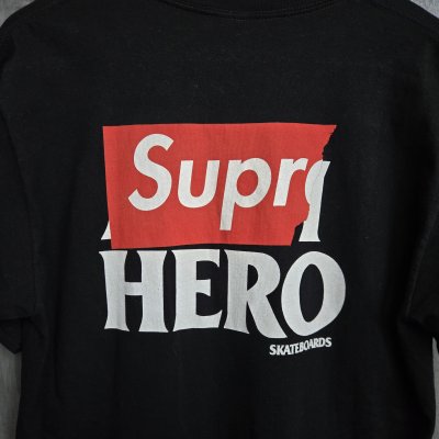 SUPREME X ANTIHERO 1 POCKET BLACK TEE [L]