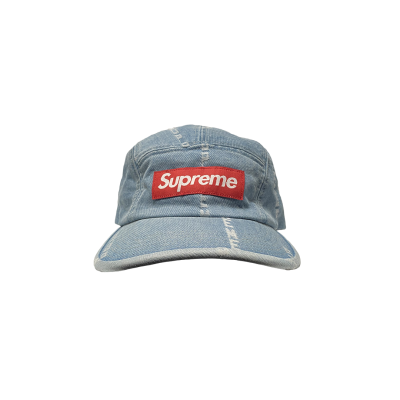 SUPREME  LOGO STRIPE JACQUARD DENIM CAMP CAP