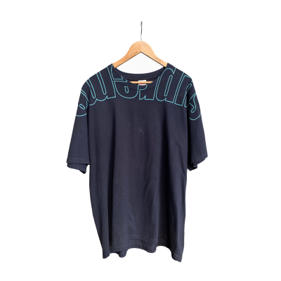 SUPREME UPSIDE DOWN NAVY T-SHIRT [XL]