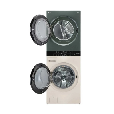 (จัดส่งฟรีพร้อมติดตั้ง) LG ตู้ซักผ้าและอบผ้าฝาหน้า WashTower  ซัก 21 กก./อบ 16 กก. รุ่น WT2116SHEG  สีเขียวเบจ