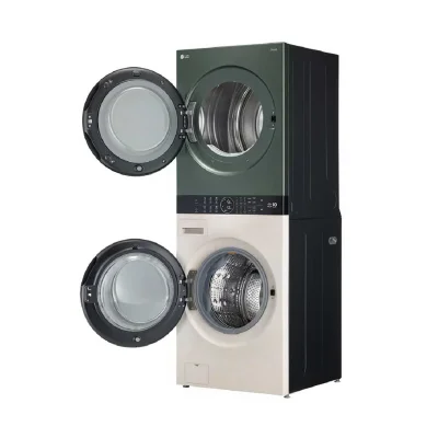 (จัดส่งฟรีพร้อมติดตั้ง) LG ตู้ซักผ้าและอบผ้าฝาหน้า WashTower  ซัก 21 กก./อบ 16 กก. รุ่น WT2116SHEG  สีเขียวเบจ