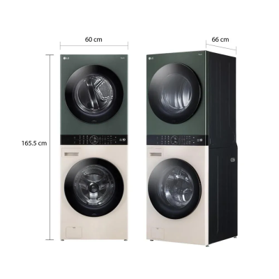 (จัดส่งฟรีพร้อมติดตั้ง) LG ตู้ซักผ้าและอบผ้าฝาหน้า WashTower ซัก 14 กก./อบ 10 กก. รุ่น WT1410NHEG สีเขียวเบจ