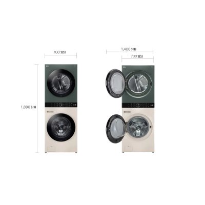 (จัดส่งฟรีพร้อมติดตั้ง) LG ตู้ซักผ้าและอบผ้าฝาหน้า WashTower  ซัก 21 กก./อบ 16 กก. รุ่น WT2116SHEG  สีเขียวเบจ
