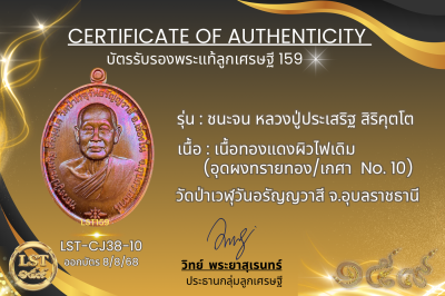 รุ่นชนะจน หลวงปู่ประเสริฐ สิริคุตโต *เนื้อทองแดงผิวไฟเดิม อุดผงทรายทอง/เกศา No.8(copy)(copy)