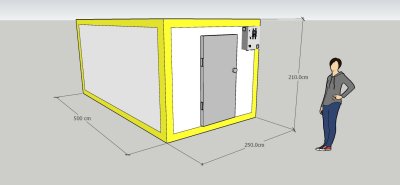ห้องแช่แข็ง ขนาด  500 x 250 x 210 cm. อุณหภูมิ -18 องศา (มือสอง ประกอบใหม่ทั้งหมด)