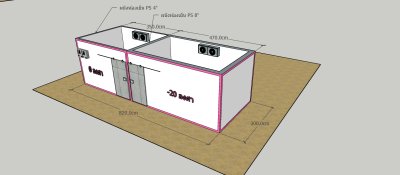 ห้องเย็น แบบ 2 ระบบ ขนาด 820 x 300 x 250 cm.