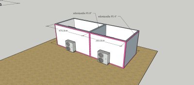 ห้องเย็น แบบ 2 ระบบ ขนาด 820 x 300 x 250 cm.