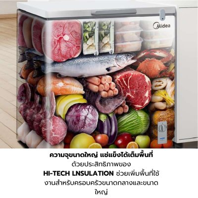 ตู้แช่ฝาทึบ 2 ระบบ ยี่ห้อ Midea ความจุ 3.5Q รุ่น BCF-100A