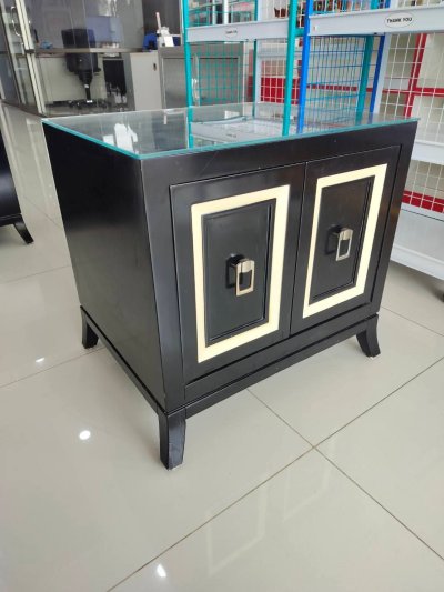 ตู้ข้างเตียง 2 บานเปิด (สีดำ)