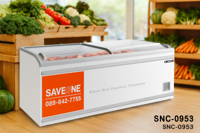 ตู้แช่แข็ง แบบฝากระจกโค้ง ยี่ห้อ SANDEN รุ่น SNC-0953 ขนาดความจุ 960 ลิตร (33.9 คิว)