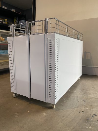 กระบะโปรโมชั่น โชว์สินค้า วัสดุเหล็ก แบบมีล้อเลื่อน รุ่นมาตรฐานซุปเปอร์มาร์เก็ต