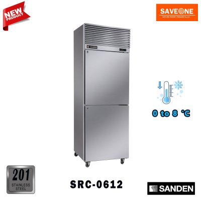 ตู้แช่สแตนเลส ทรงยืน 2 ประตูทึบ ﻿แช่เย็น ยี่ห้อ Sanden รุ่น ﻿SRC-0612 (530 ลิตร)