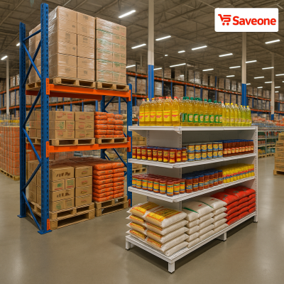 ชั้นวางสินค้า แบบร้านค้าส่งขนาดใหญ่