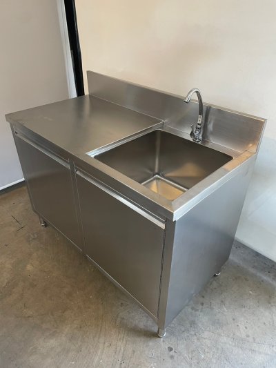 ซิงค์สแตนเลส 1 หลุม 1 ที่พัก (มีบาร์กั้น) ขนาด 60x120x100 cm