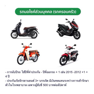 ประกันมอเตอร์ไซค์ ใช้งานส่วนบุคคล