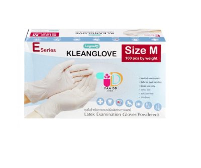คลีนโกลฟ ถุงมือยาง ชนิดมีแป้ง (ไซส์ S,M,L) KLEAN GLOVE