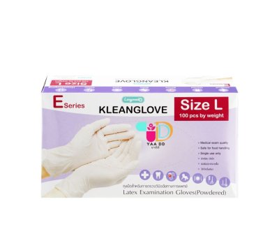 คลีนโกลฟ ถุงมือยาง ชนิดมีแป้ง (ไซส์ S,M,L) KLEAN GLOVE