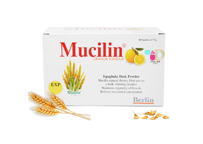 มิวซิลิน ชนิดซอง รสส้ม (ไฟเบอร์) MUCILIN 5G. กล่อง 30 ซอง