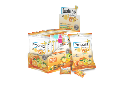 โพรโพลิส ลูกอม แก้เจ็บคอ สูตรวิตามินซีและมะขามป้อม PROPOLIZ LOZENGE VIT C