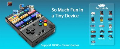 Retro Handheld Game Console Mini Plus - 64G TF Card Included - Supports 10000+ Games - 3.5-inch Portable Rechargeable Open Source Emulator with Storage Case (Black)