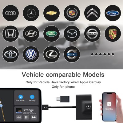 CarPlay Wireless Adapter: Plug & Play Dongle for Factory Wired CarPlay 2024 Upgrade - Convert Wired to Wireless with Ease, Compatible with Cars from 2015 & iPhone iOS 10+