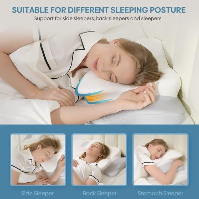 Cervical Memory Foam Pillow for Neck and Shoulder Pain Relief: Ergonomic Contour Design for Side, Back & Stomach Sleepers, Odorless Orthopedic Pillow for Comfortable Sleeping