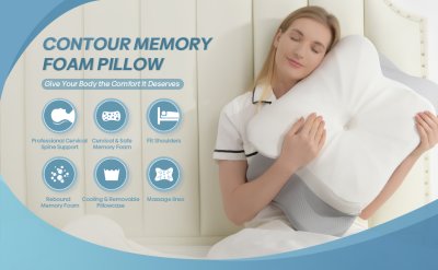 Cervical Memory Foam Pillow for Neck and Shoulder Pain Relief: Ergonomic Contour Design for Side, Back & Stomach Sleepers, Odorless Orthopedic Pillow for Comfortable Sleeping