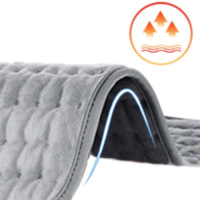 Electric Heating Pad with Adjustable Temperature and Timer - Ideal for Shoulders, Neck, Abdomen, Back, and Limbs - Dry & Moist Heat Options - Auto Shut Off - Silver Gray, 24‘’×12