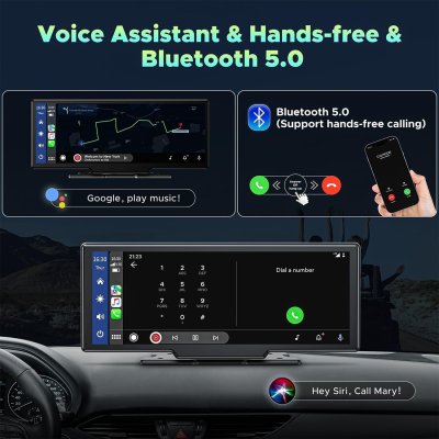 9.26" Wireless Car Stereo: Apple CarPlay, 2.5K Dash Cam, Backup Camera, GPS Navigation, Bluetooth, AirPlay, AUX/FM, Googel, Siri