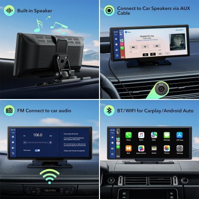 9.26" Wireless Car Stereo: Apple CarPlay, 2.5K Dash Cam, Backup Camera, GPS Navigation, Bluetooth, AirPlay, AUX/FM, Googel, Siri