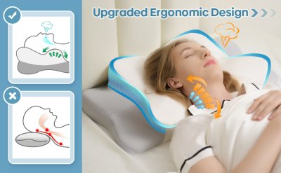 Cervical Memory Foam Pillow for Neck and Shoulder Pain Relief: Ergonomic Contour Design for Side, Back & Stomach Sleepers, Odorless Orthopedic Pillow for Comfortable Sleeping