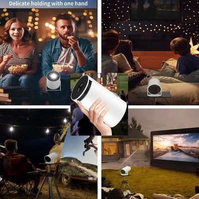 Wireless Mini Projector with WiFi 6, BT5.0, Android 11 OS, Auto Keystone, 180° Viewing, 130" Screen