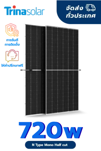 แผง N Type Mono Half cut cell bifacial dual glass ขนาด 720 วัตต์